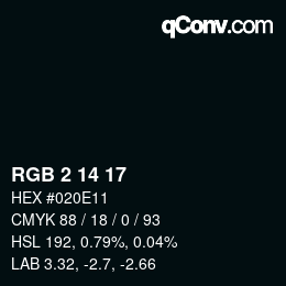 Color code: RGB 2 14 17 | qconv.com