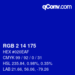 カラーコード: RGB 2 14 175 | qconv.com