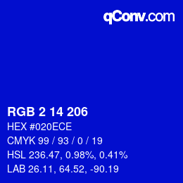 Color code: RGB 2 14 206 | qconv.com