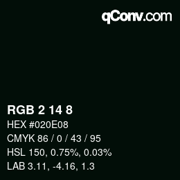 Color code: RGB 2 14 8 | qconv.com