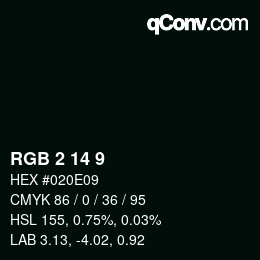 颜色代码: RGB 2 14 9 | qconv.com