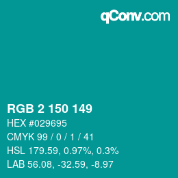 Color code: RGB 2 150 149 | qconv.com