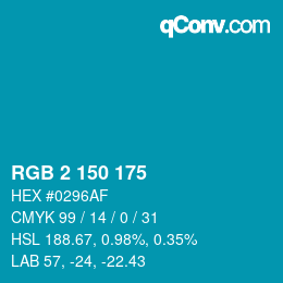 カラーコード: RGB 2 150 175 | qconv.com