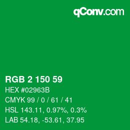 カラーコード: RGB 2 150 59 | qconv.com