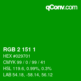 Color code: RGB 2 151 1 | qconv.com