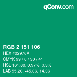 Color code: RGB 2 151 106 | qconv.com