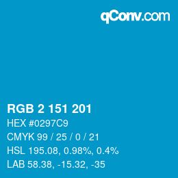Color code: RGB 2 151 201 | qconv.com