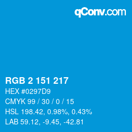 Color code: RGB 2 151 217 | qconv.com