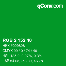 カラーコード: RGB 2 152 40 | qconv.com