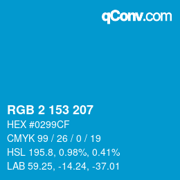 Color code: RGB 2 153 207 | qconv.com