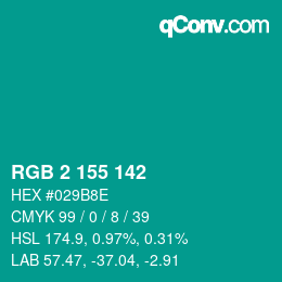 Color code: RGB 2 155 142 | qconv.com