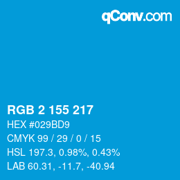 Color code: RGB 2 155 217 | qconv.com