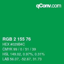 Color code: RGB 2 155 76 | qconv.com