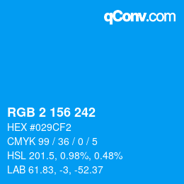 Color code: RGB 2 156 242 | qconv.com