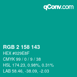颜色代码: RGB 2 158 143 | qconv.com
