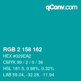 颜色代码: RGB 2 158 162 | qconv.com