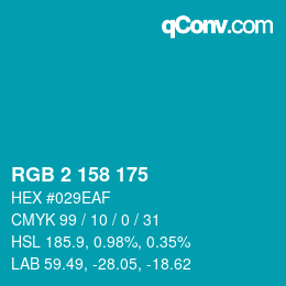 Color code: RGB 2 158 175 | qconv.com