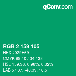 Color code: RGB 2 159 105 | qconv.com