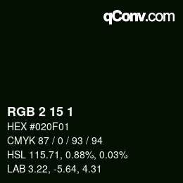 Color code: RGB 2 15 1 | qconv.com