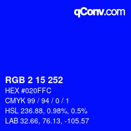 Color code: RGB 2 15 252 | qconv.com