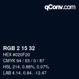 Color code: RGB 2 15 32 | qconv.com