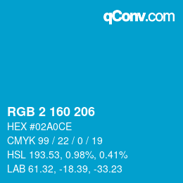 Color code: RGB 2 160 206 | qconv.com