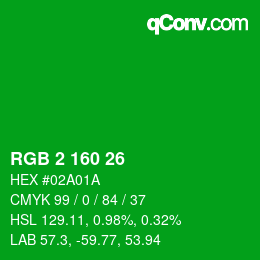 Color code: RGB 2 160 26 | qconv.com
