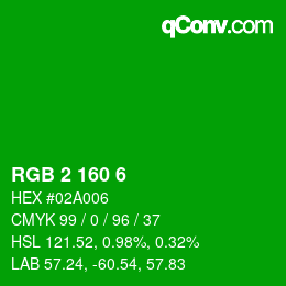 Color code: RGB 2 160 6 | qconv.com