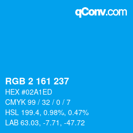 Color code: RGB 2 161 237 | qconv.com