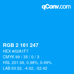 Color code: RGB 2 161 247 | qconv.com
