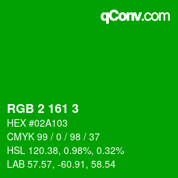 カラーコード: RGB 2 161 3 | qconv.com