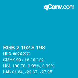 カラーコード: RGB 2 162.8 198 | qconv.com