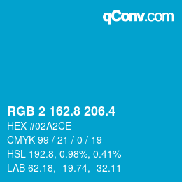 カラーコード: RGB 2 162.8 206.4 | qconv.com