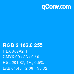カラーコード: RGB 2 162.8 255 | qconv.com