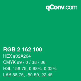 Color code: RGB 2 162 100 | qconv.com