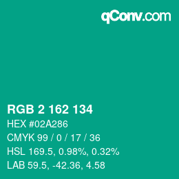 Color code: RGB 2 162 134 | qconv.com