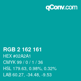 カラーコード: RGB 2 162 161 | qconv.com