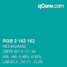 カラーコード: RGB 2 162 162 | qconv.com