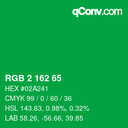 Color code: RGB 2 162 65 | qconv.com