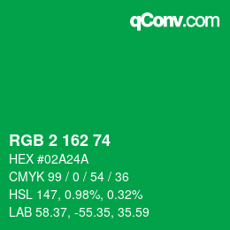 カラーコード: RGB 2 162 74 | qconv.com