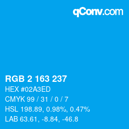 カラーコード: RGB 2 163 237 | qconv.com
