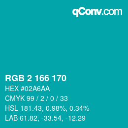 Color code: RGB 2 166 170 | qconv.com