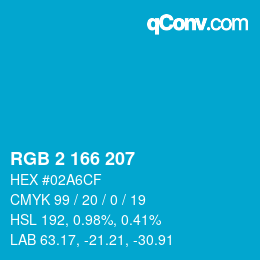Farbcode: RGB 2 166 207 | qconv.com