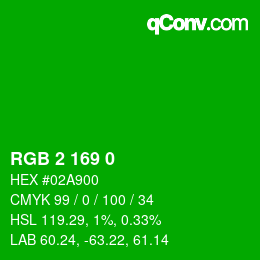 Color code: RGB 2 169 0 | qconv.com