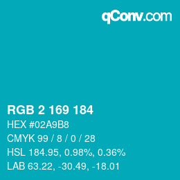 Color code: RGB 2 169 184 | qconv.com