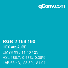 Color code: RGB 2 169 190 | qconv.com