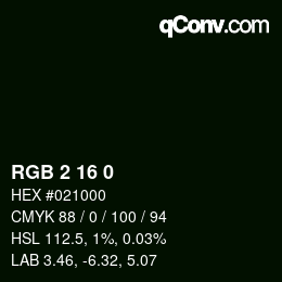 Color code: RGB 2 16 0 | qconv.com