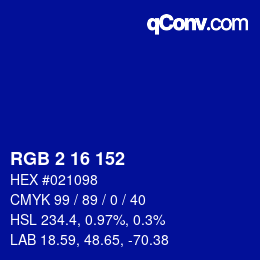 Color code: RGB 2 16 152 | qconv.com