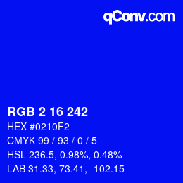 Color code: RGB 2 16 242 | qconv.com