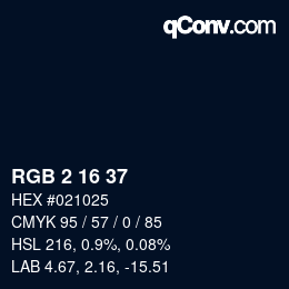 Color code: RGB 2 16 37 | qconv.com